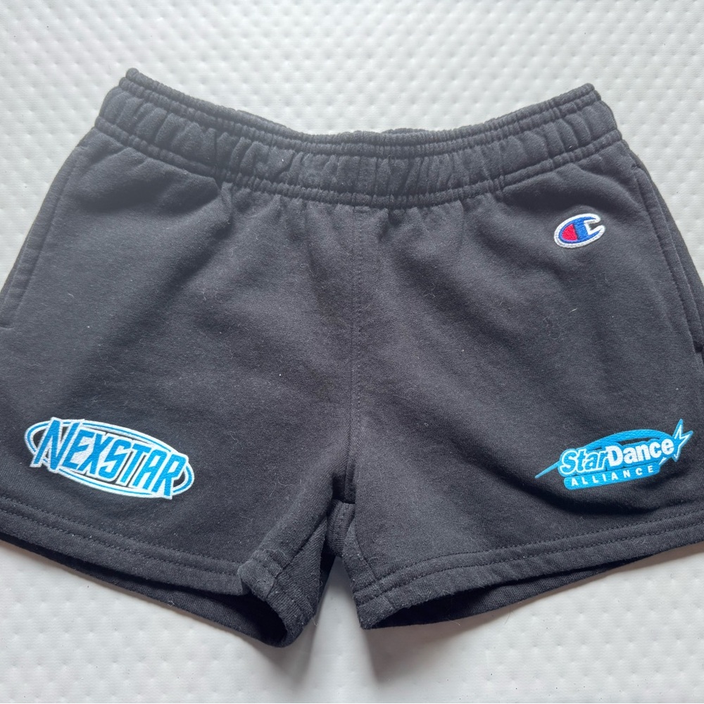 Champion Kids Black Shorts with Blue Logos